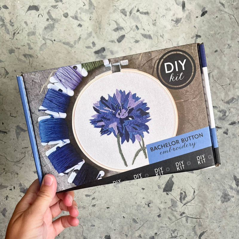 DIY Embroidery Kit - Bachelor Button (5")