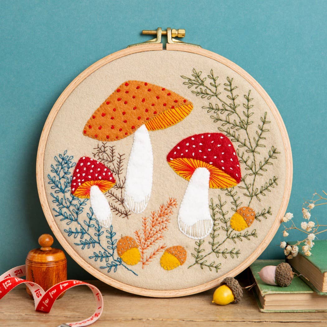Toadstool Appliqué Hoop Craft Kit by Corinne Lapierre