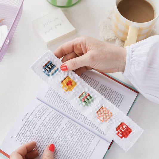 Tea/Mugs Cross Stitch Bookmark Kit by Cotton Clara