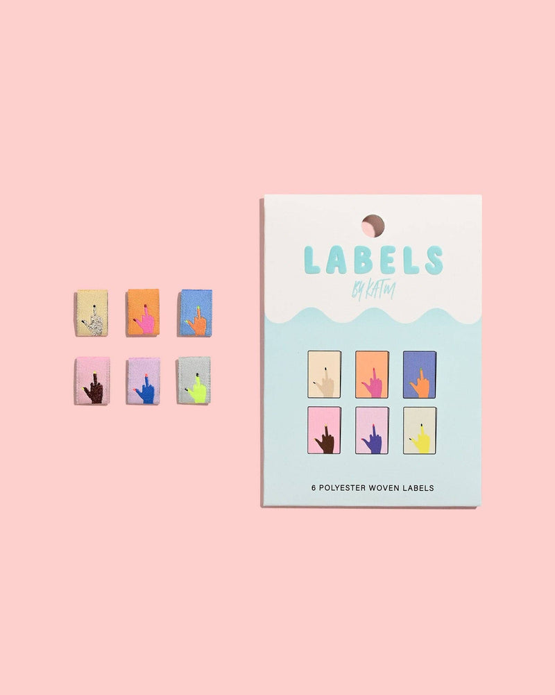 Middle Finger Mini Hands Woven Labels