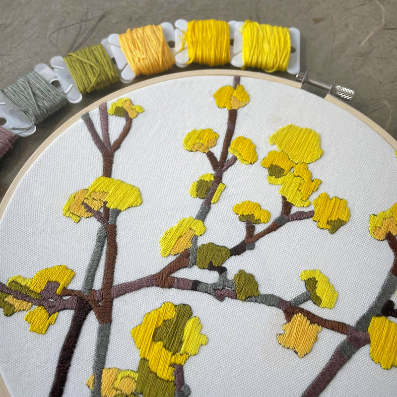 DIY Embroidery Kit - Cornelian Cherry Dogwood (8")