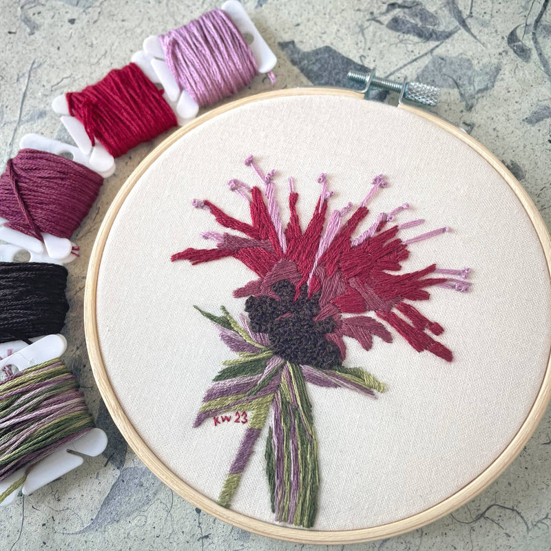 DIY Embroidery Kit - Bee Balm (5")