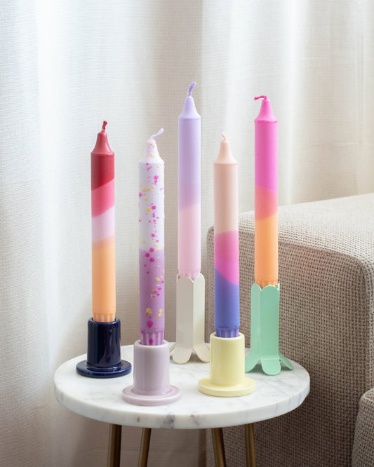 Nordtrice Taper Candles - Two-Coloured with Decorations in Lavender