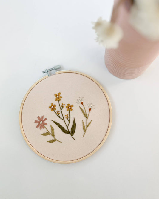 Pink Wildflower Embroidery Kit by Urbann Nest