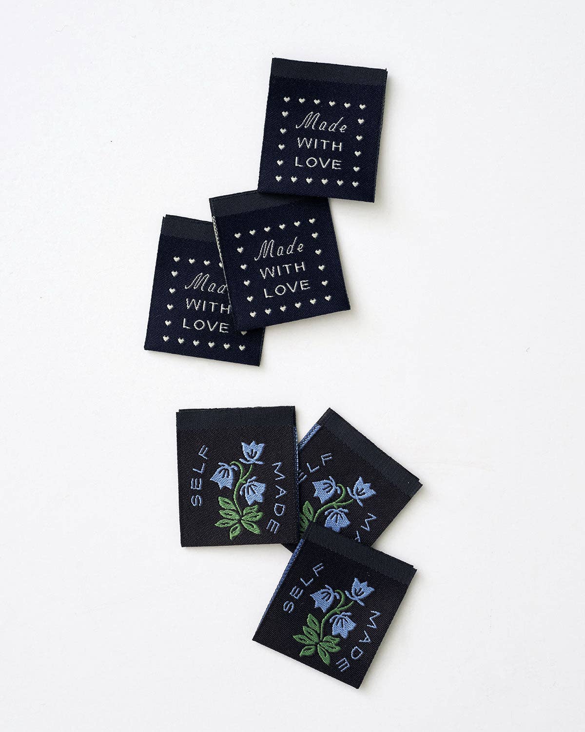 Self Made Botanical Blue Woven Garment Labels