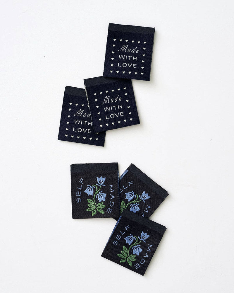Self Made Botanical Blue Woven Garment Labels