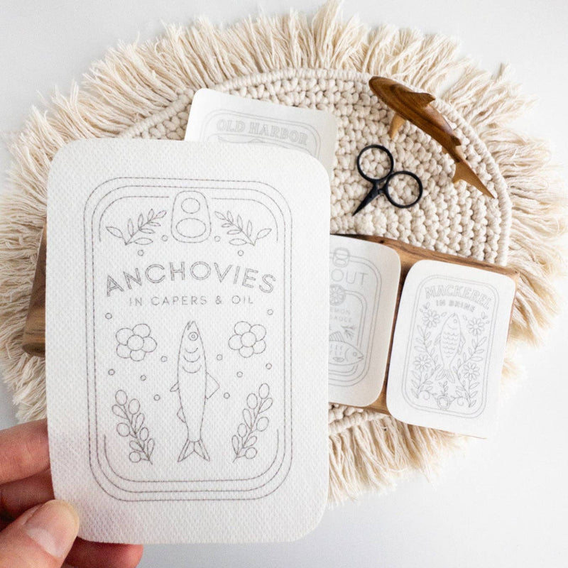 Tinned Fish Embroidery Stick and Stitch Patterns