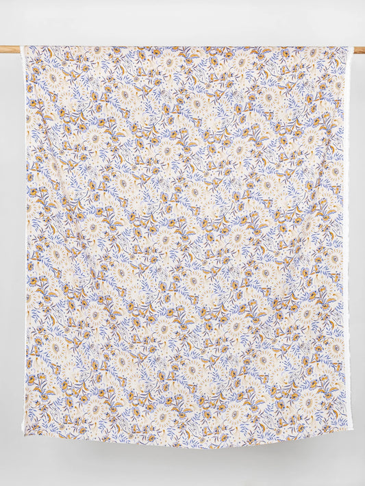 Amulet Print Ecovero Viscose - Cream + Periwinkle + Ochre by Core Fabrics