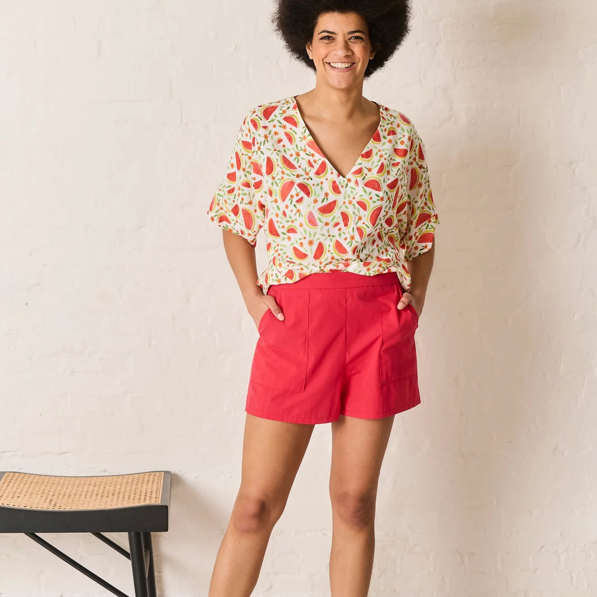 White Viscose with Watermelons by Atelier Jupe