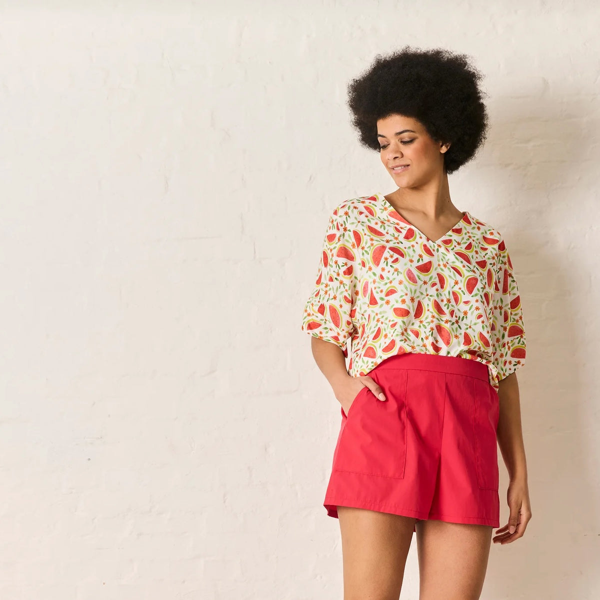 White Viscose with Watermelons by Atelier Jupe