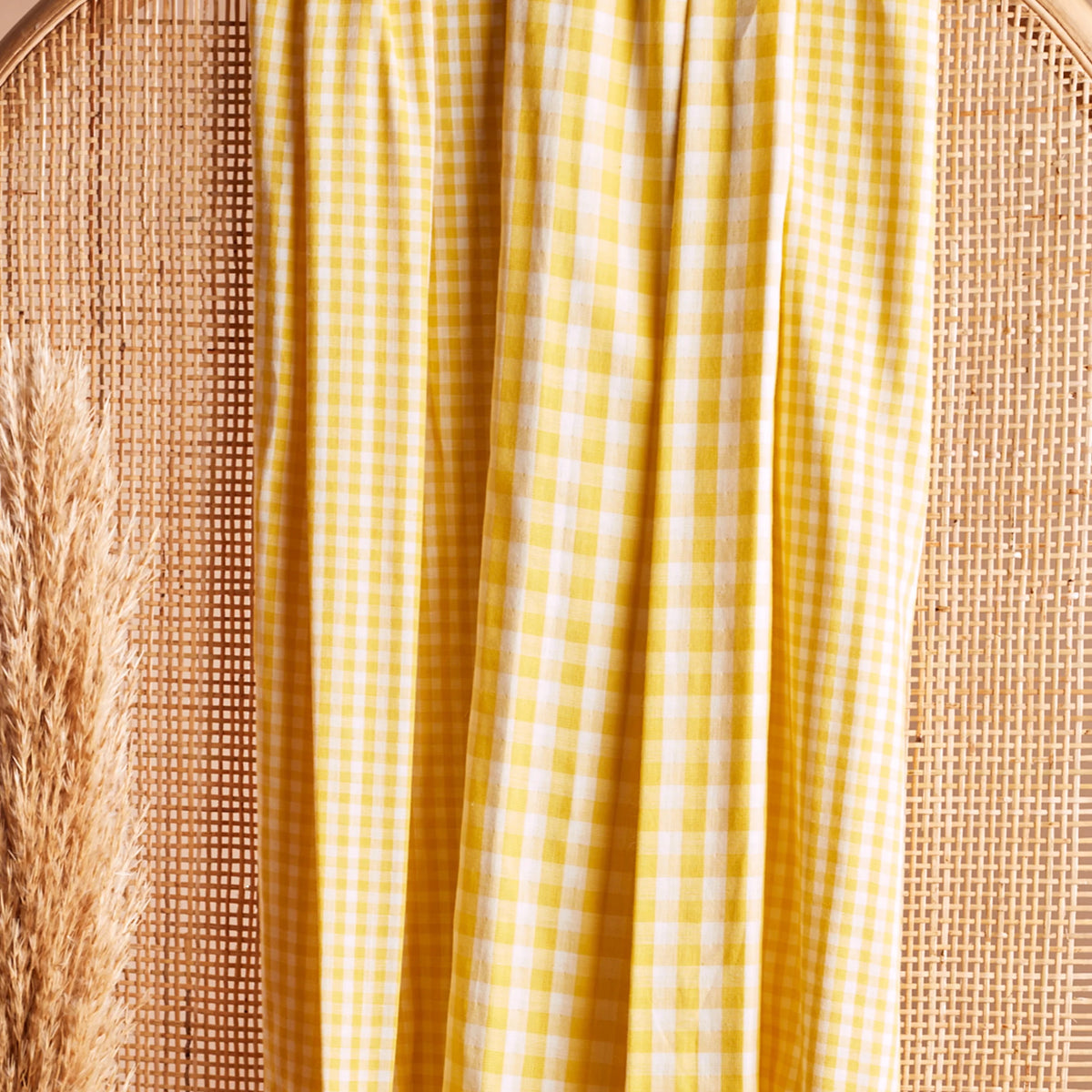 Gingham Off-White Lemon Fabric