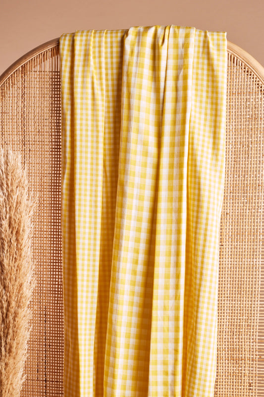 Gingham Off-White Lemon Fabric by Atelier Brunette