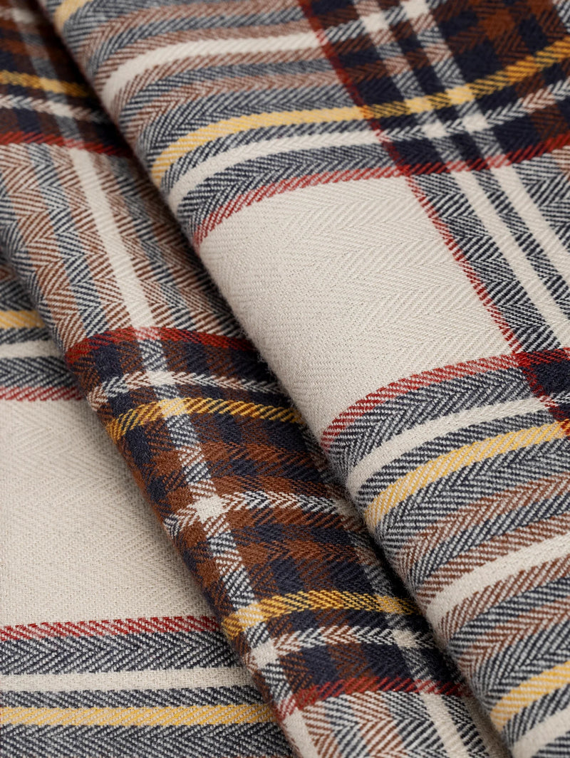 Bonfire Tartan Brushed Cotton - Cream + Red + Brown + Navy by Core Fabrics
