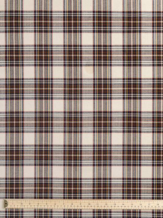 Bonfire Tartan Brushed Cotton - Cream + Red + Brown + Navy by Core Fabrics