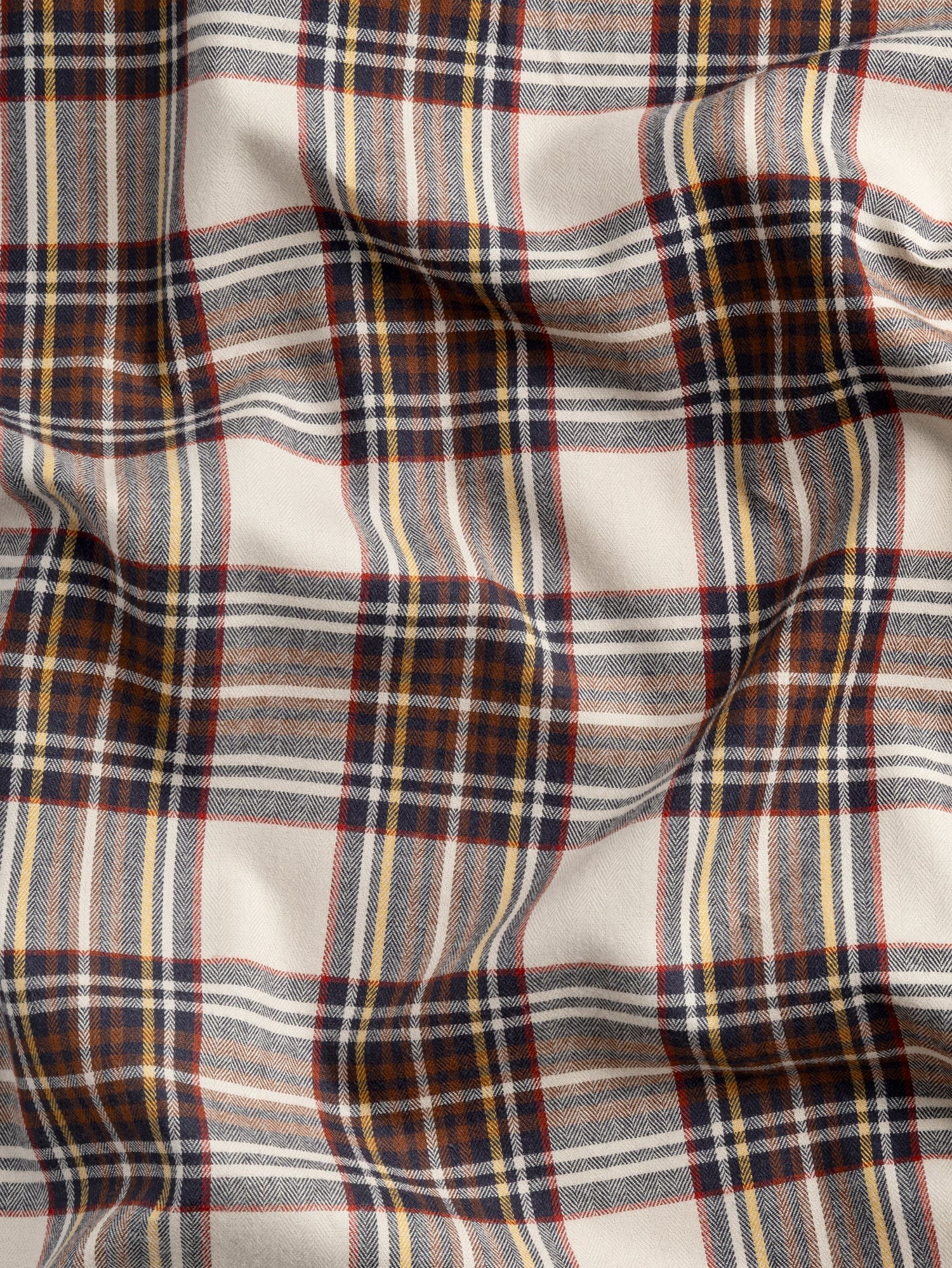 Bonfire Tartan Brushed Cotton - Cream + Red + Brown + Navy by Core Fabrics