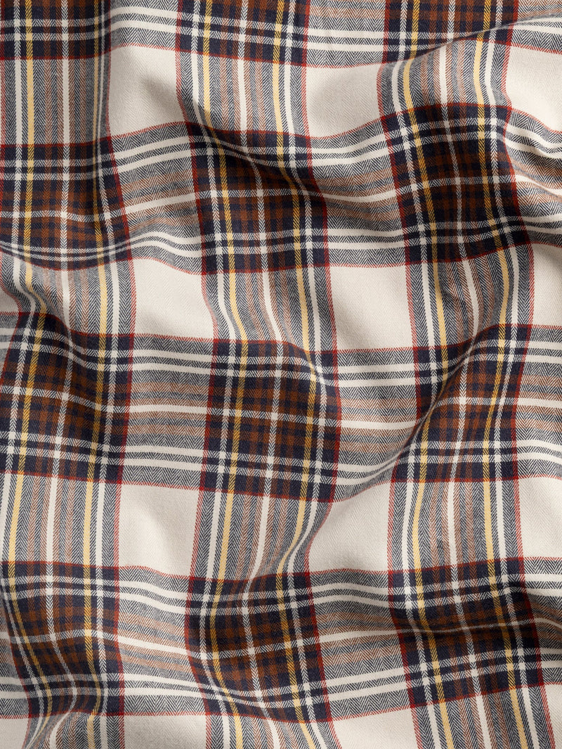 Bonfire Tartan Brushed Cotton - Cream + Red + Brown + Navy by Core Fabrics