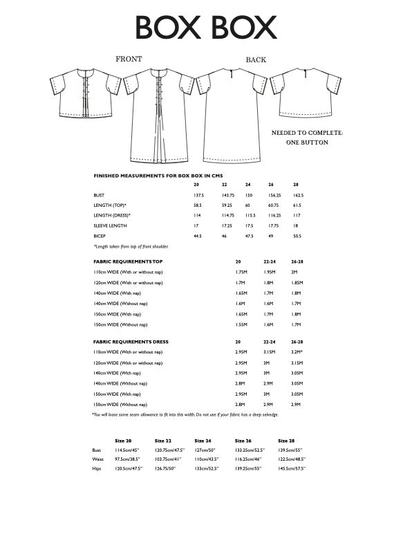 Box Box PDF Pattern by Merchant & Mills