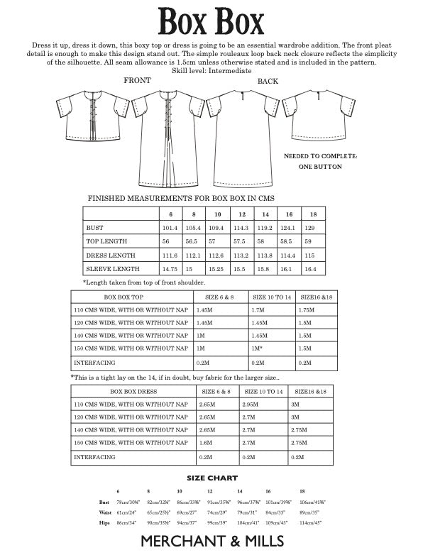 Box Box PDF Pattern by Merchant & Mills