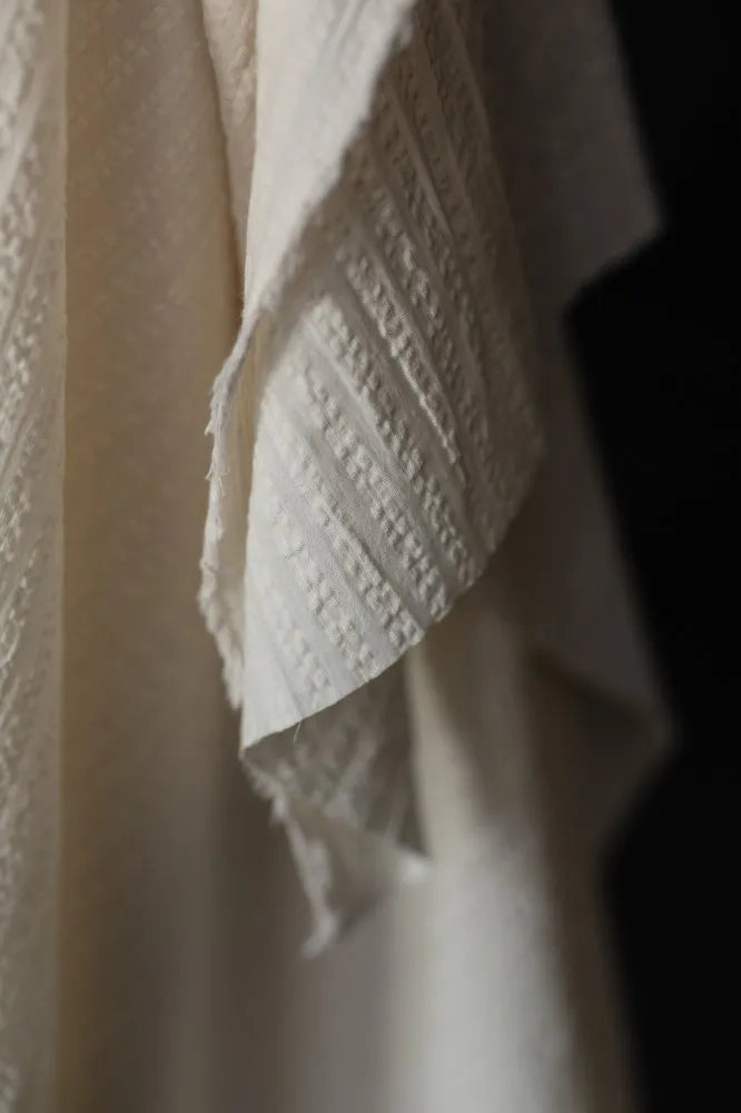 Washed White Organic Cotton Seersucker Stripe