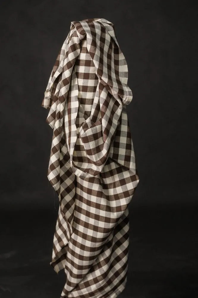 Bitter Cocoa Garden Party EU Laundered Linen/Cotton Gingham