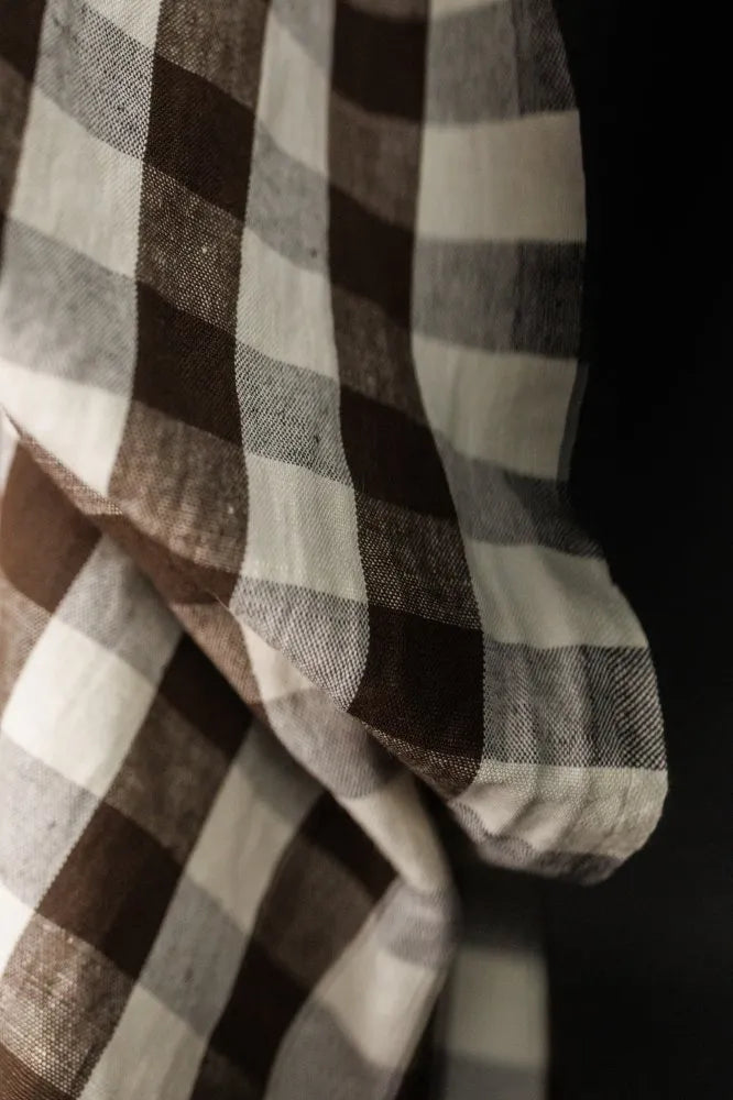 Bitter Cocoa Garden Party EU Laundered Linen/Cotton Gingham