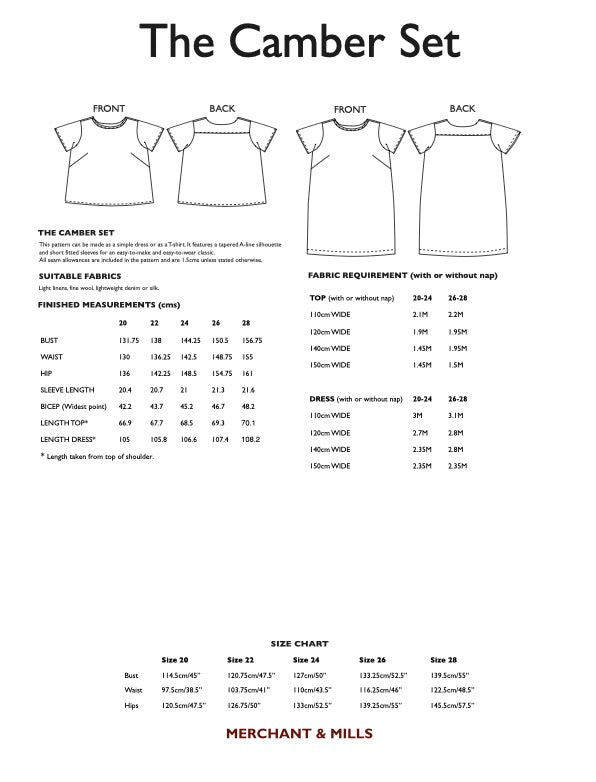 Camber PDF Pattern by Merchant & Mills