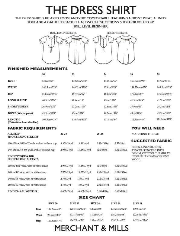 Dress Shirt PDF Pattern by Merchant & Mills