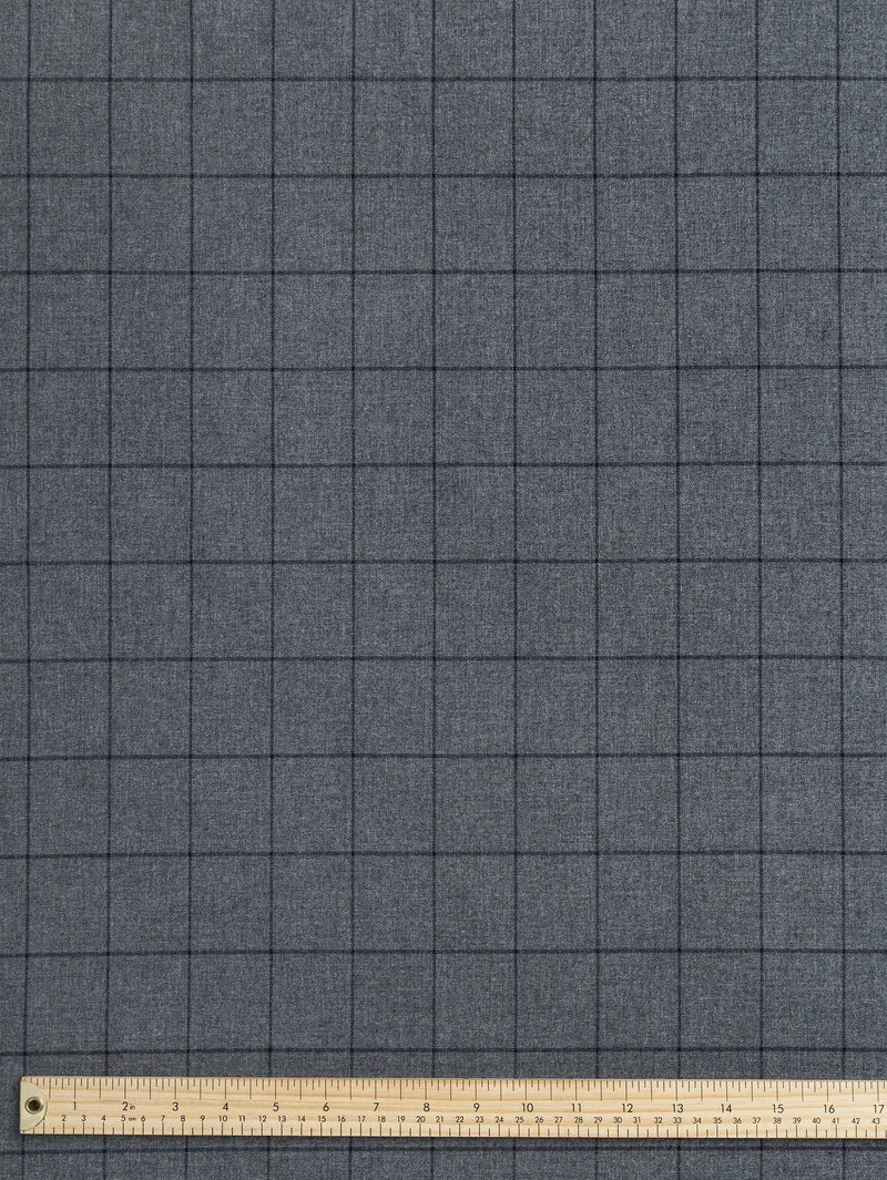 Drizzle Check Brushed Cotton - Grey + Navy by Core Fabrics