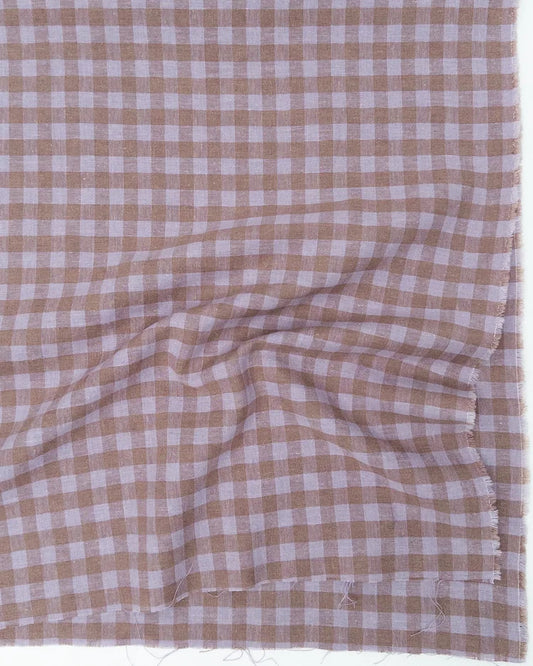 Brown and white checkered fabric