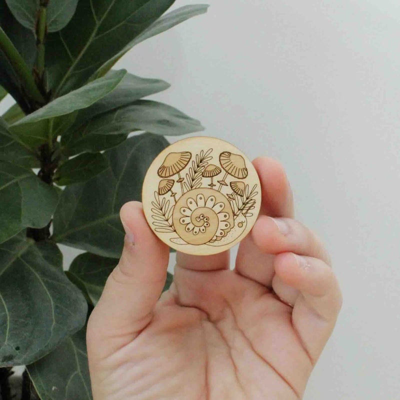 Forest Snail Wooden Needle Minder by oh, little wren