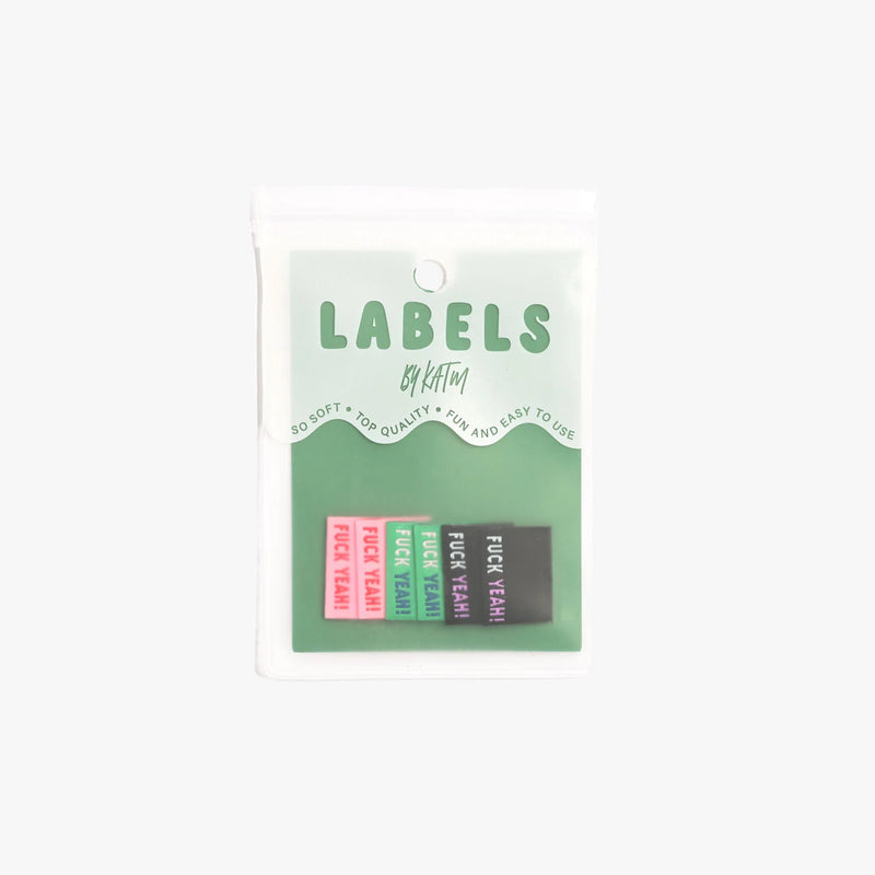 'Fuck Yeah!' Woven Sewing Labels (2025 colours)