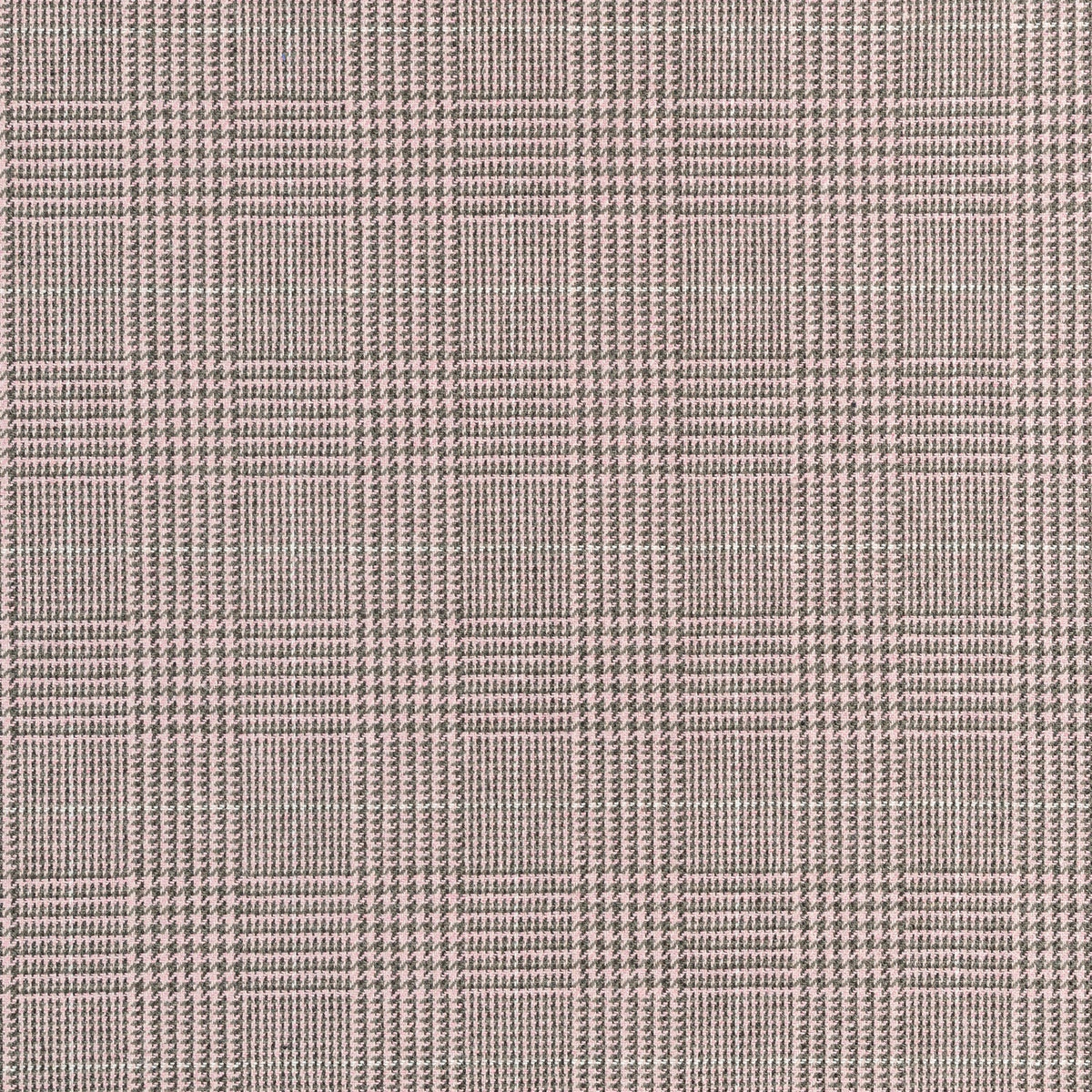 Glen Check Wool Viscose Blend Suiting Deadstock - Pink + Olive by Core Fabrics