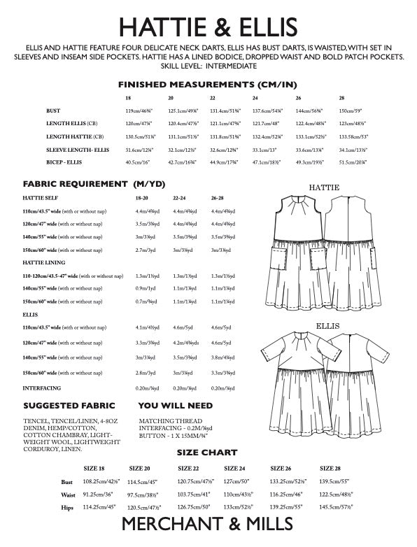 Ellis & Hattie PDF Pattern by Merchant & Mills