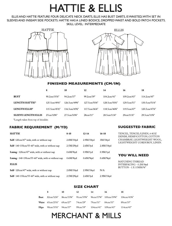Ellis & Hattie PDF Pattern by Merchant & Mills