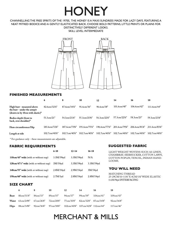 Honey PDF Pattern by Merchant & Mills