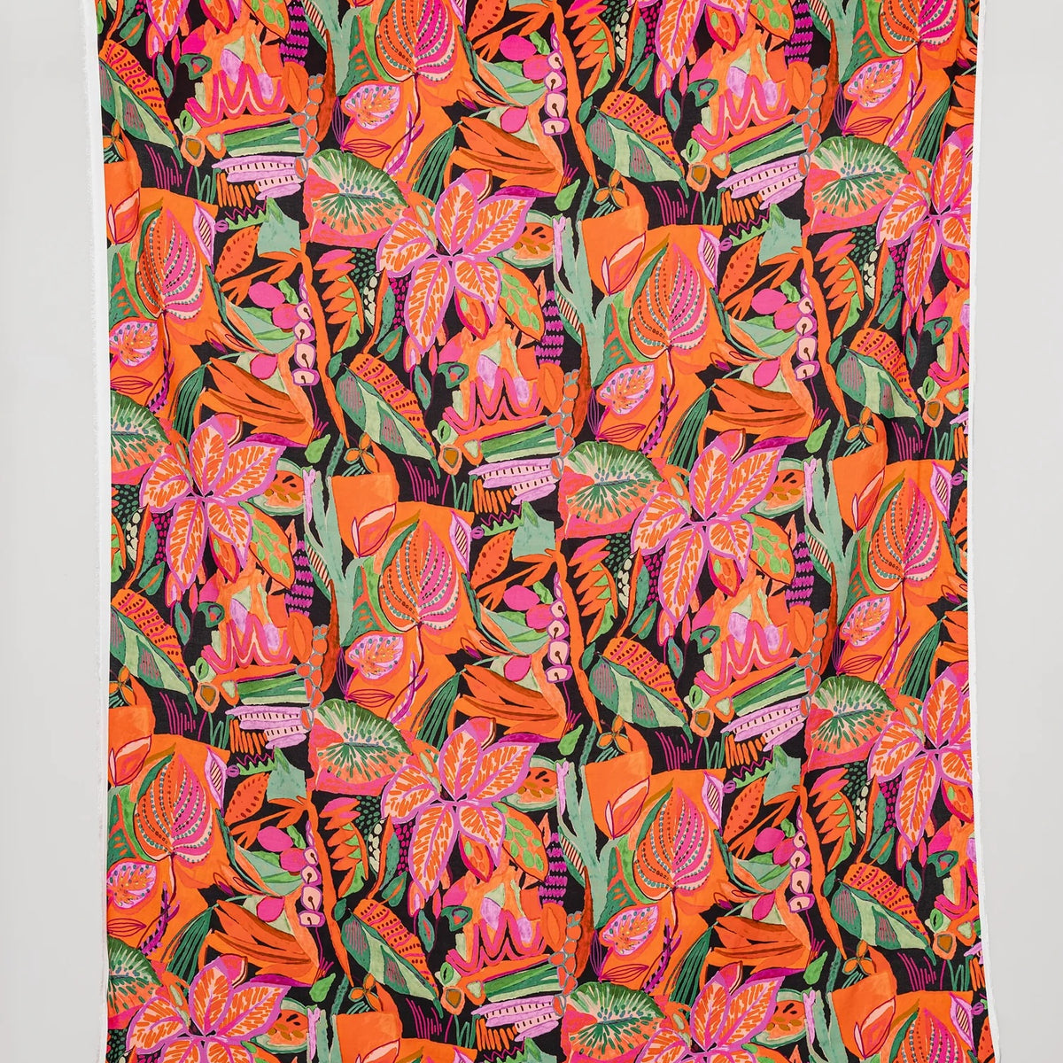 Large Tropical Print Ecovero Viscose - Black + Red + Green by Core Fabrics