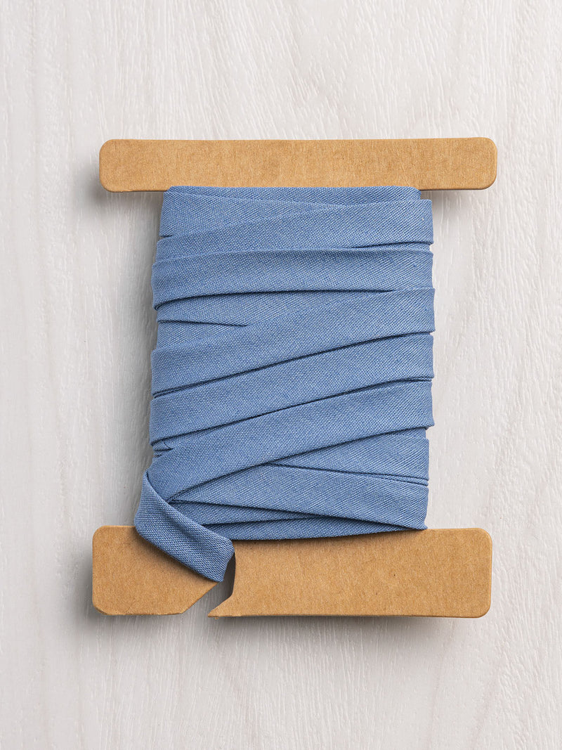 Double-Fold Cotton Poplin Bias Tape - 10 mm (3/8") wide - Slate Blue by Core Fabrics
