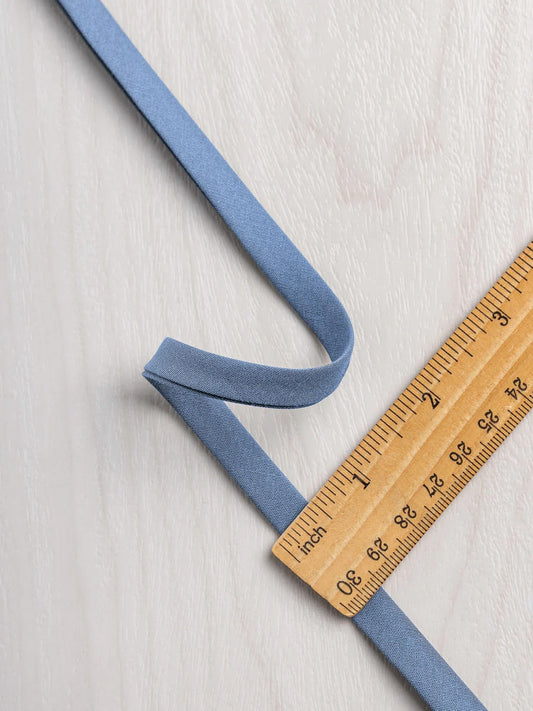 Double-Fold Cotton Poplin Bias Tape - 10 mm (3/8") wide - Slate Blue by Core Fabrics