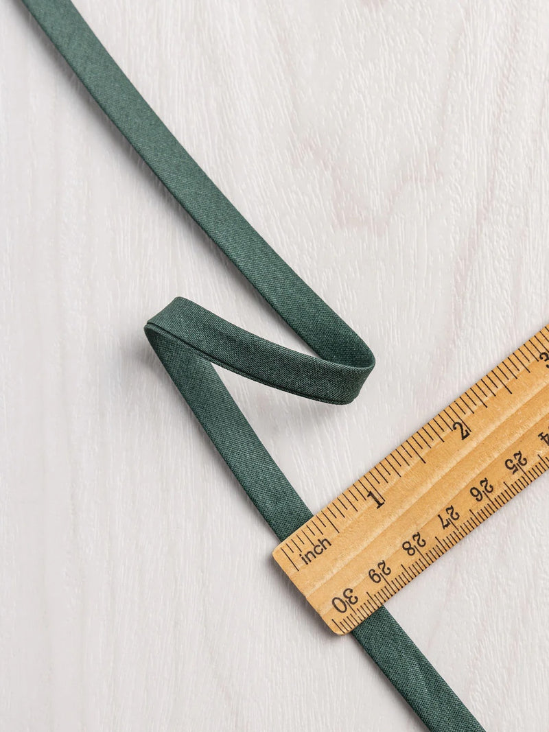 Double-Fold Cotton Poplin Bias Tape - 10 mm (3/8") wide - Forest by Core Fabrics