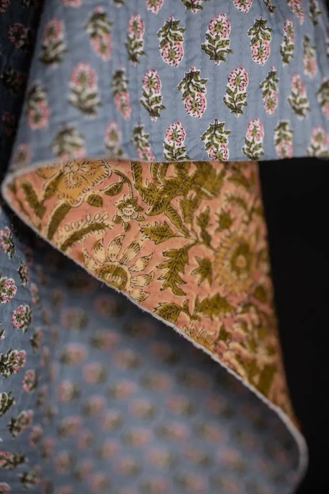 Quilted Maricel Pinks and Phoebe Blues by Merchant & Mills