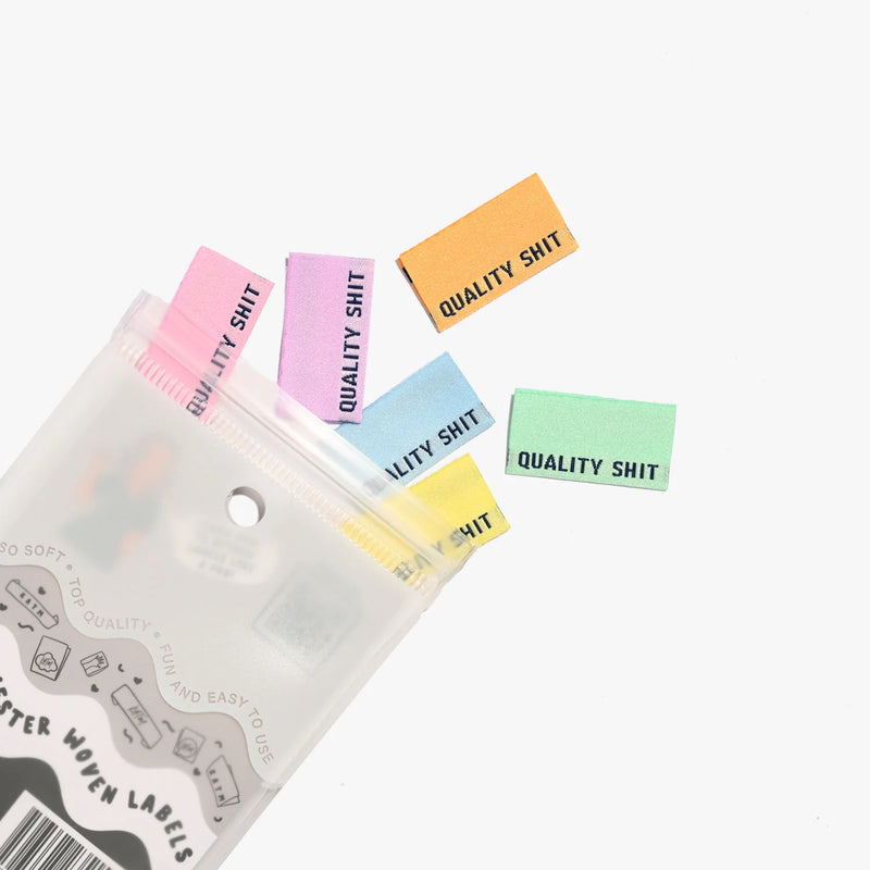 'Quality Shit' Pastel Woven Sewing Labels
