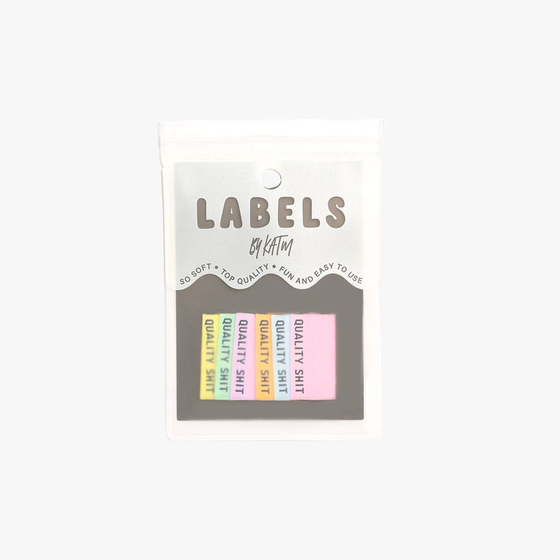 'Quality Shit' Pastel Woven Sewing Labels