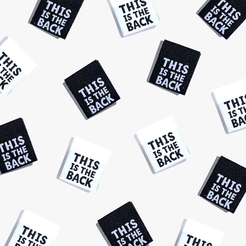 'This Is The Back' Woven Sewing Labels