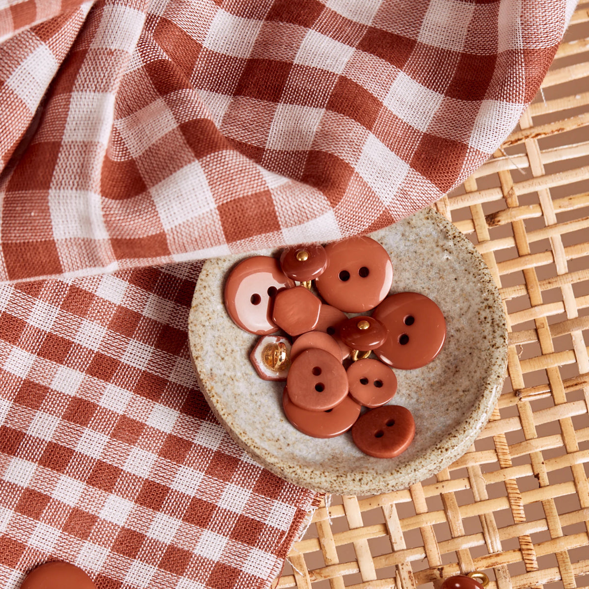 Gingham Off-White Chestnut Fabric