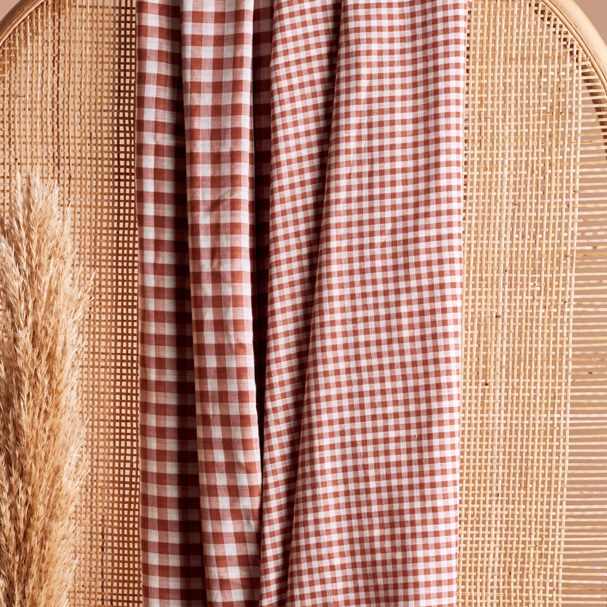 Gingham Off-White Chestnut Fabric