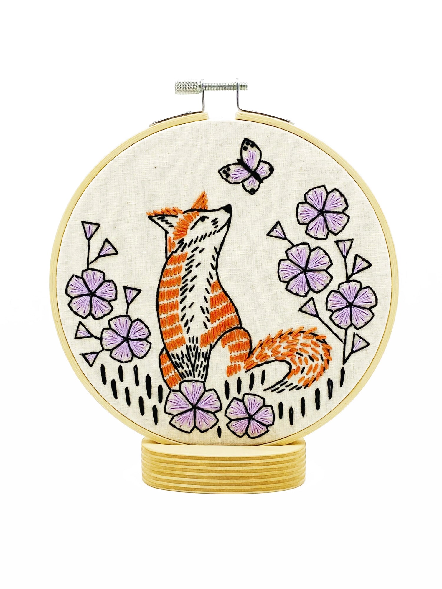 Fox in Phlox Complete Embroidery Kit