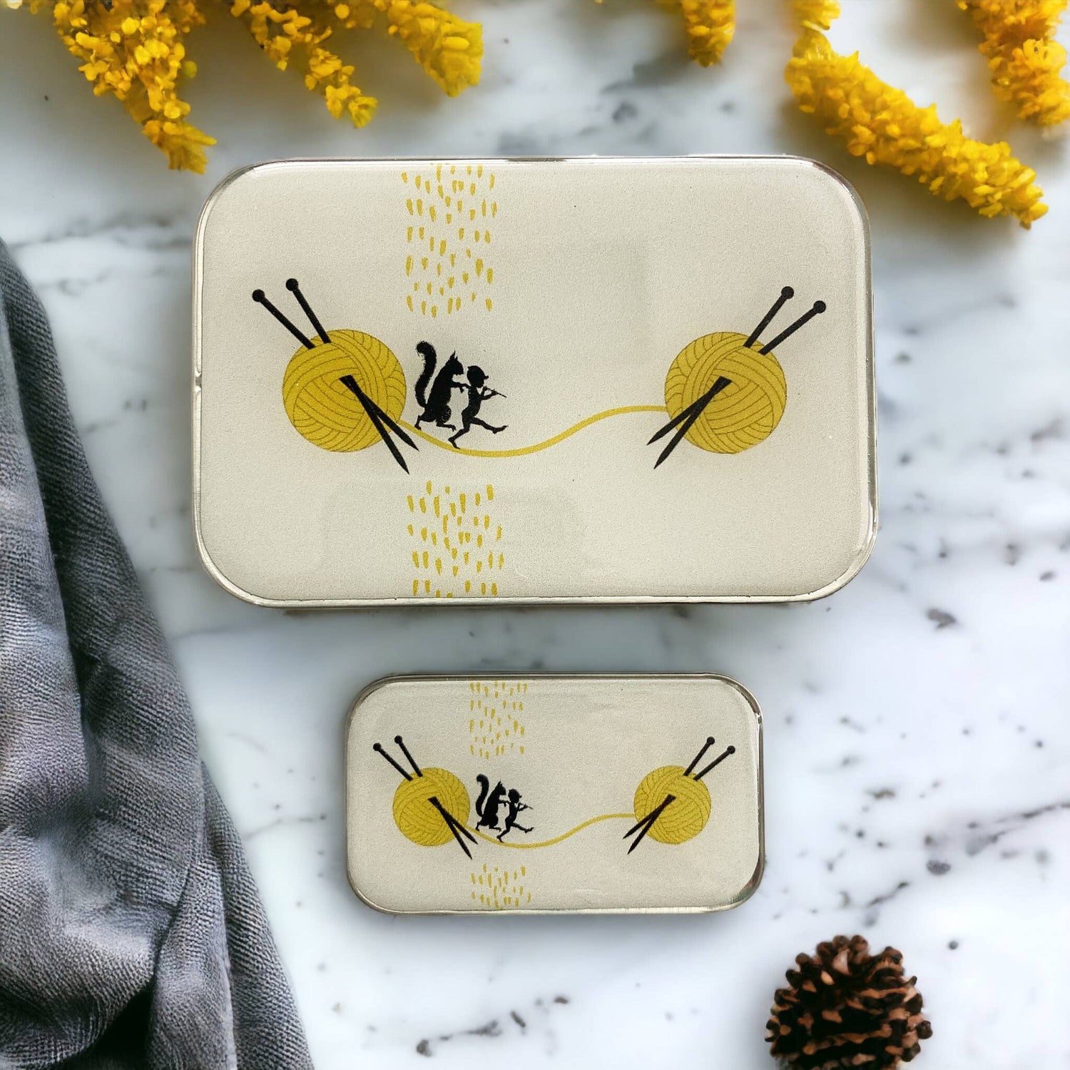 Yarn Ball Stitch Marker Tin by Firefly Notes