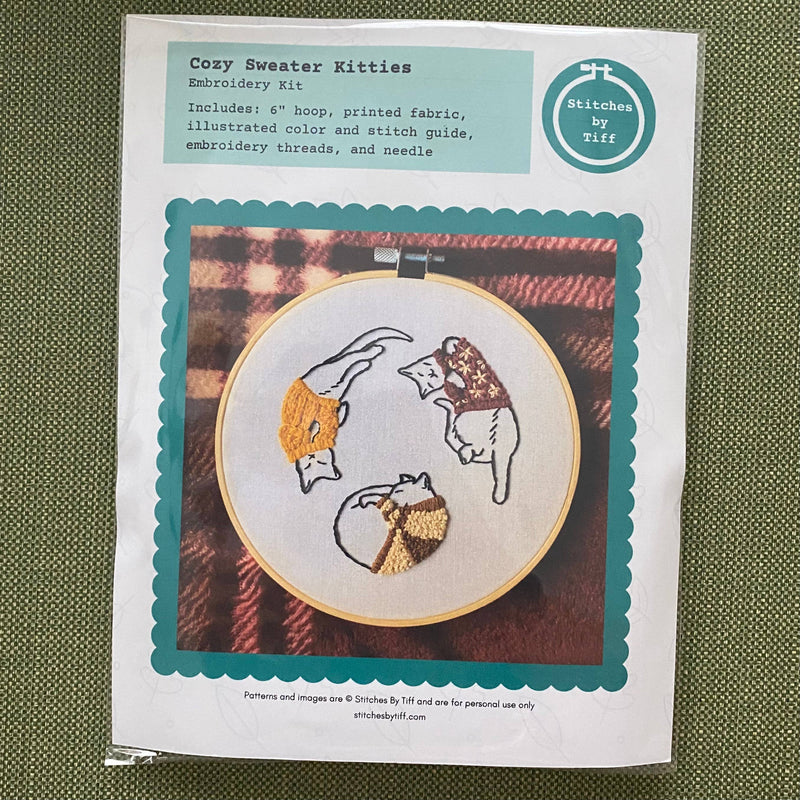 Cozy Sweater Kitties Craft DIY Embroidery Kit