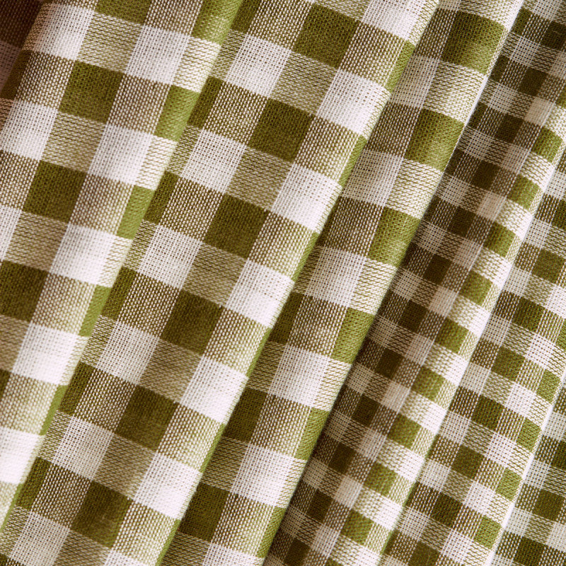 Cotton Gingham Off-White Matcha Leaf Fabric by Atelier Brunette