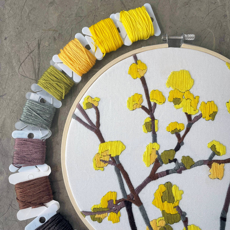 DIY Embroidery Kit - Cornelian Cherry Dogwood (8")